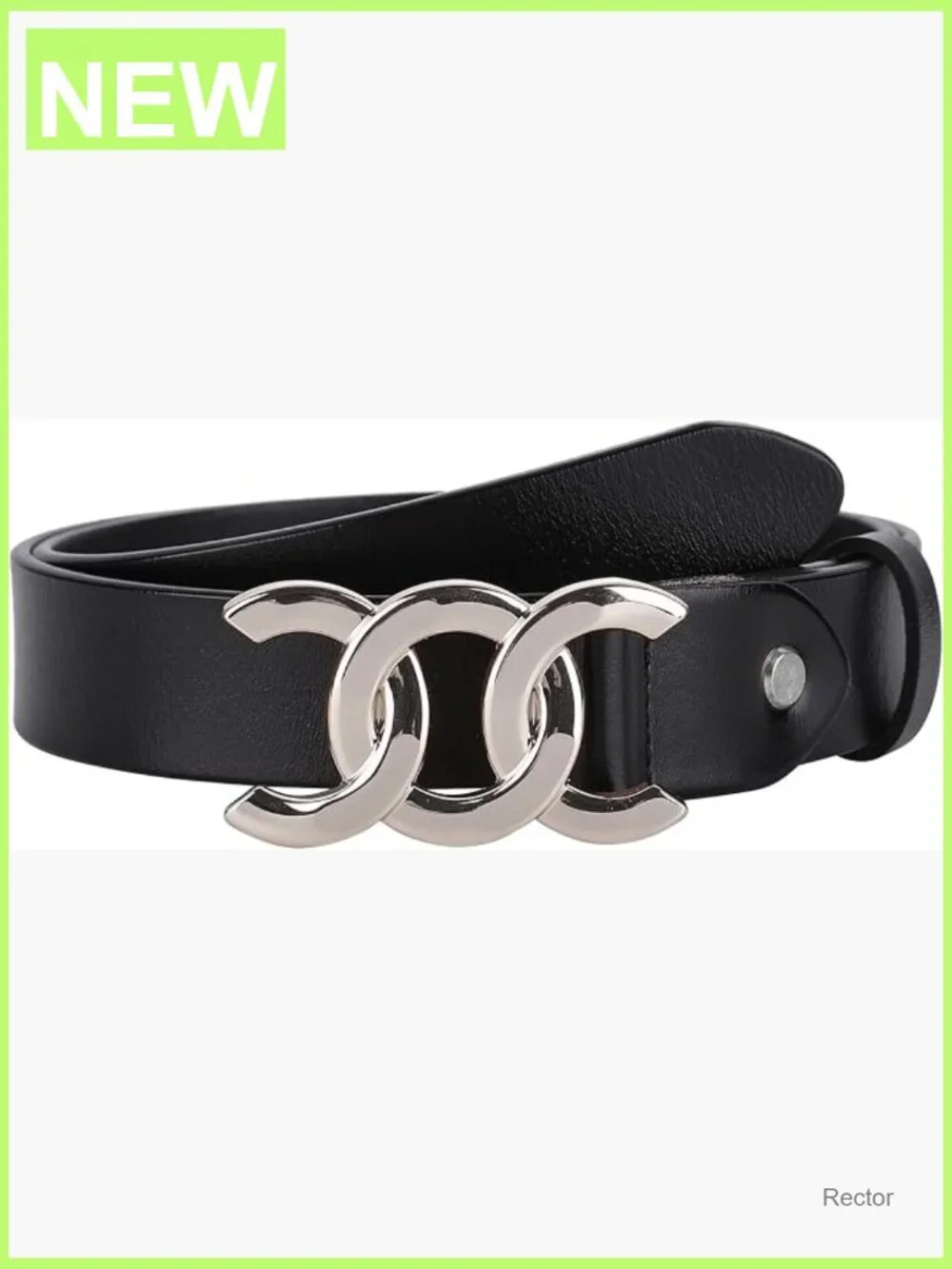 Genuine Leather Belt with Gold/Silver Buckle - Fits Waist 24-41